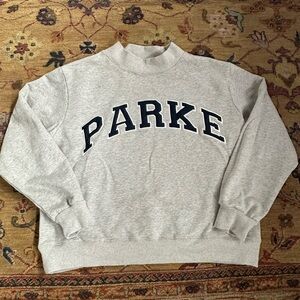 PARKE sweatshirt crewneck mock neck denim letters